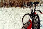Biking in the snow around Longueuil. April 1997