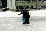My first lesson on the ice rink outside my office building in Longueuil, February 1997